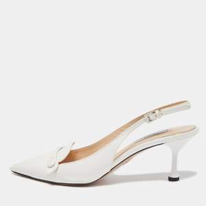 Prada White Leather Pointed Toe Slingback Pumps Size 38