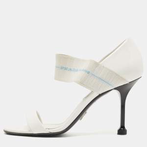 Prada White Patent Leather Elastic Strap Open Toe Pumps Size 36
