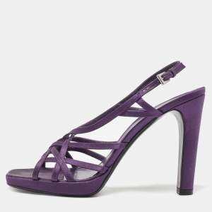 Prada Purple Satin Strappy Slingback Sandals Size 39.5