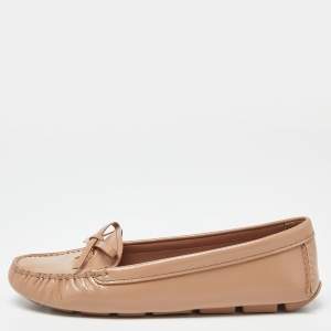 Prada Beige  Patent Leather Slip On Loafers Size 39.5