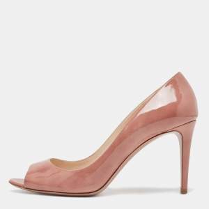 Prada Pink Patent Leather Peep Toe Pumps Size 40
