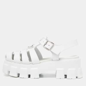 Prada White Rubber Monolith Platform Sandals Size 36