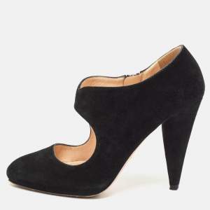 Prada Black Suede Mary Jane Pumps Size 36