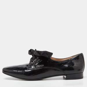 Pre Owned Prada Black Patent Leather Lace Up Derby Size 37