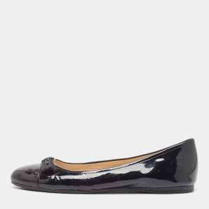 Prada Black Patent Bow Ballet Flats Size 37