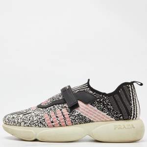 Prada Multicolor Knit Fabric Low Top Sneakers Size 38.5