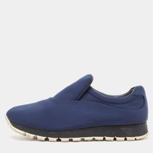 Prada Navy Blue Nylon Slip On Sneakers Size 38.5