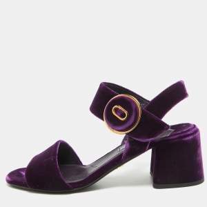Prada Purple Velvet Ankle Strap Sandals Size 37.5