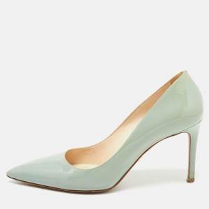 Prada Mint Green Patent Leather Pointed Toe Pumps Size 38