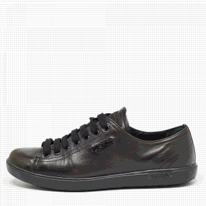 Prada Black Leather Lace Up Sneakers Size 38.5