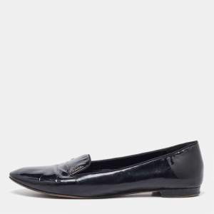 Prada Black Patent Leather Smoking Slippers Size 41