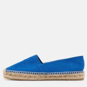 Prada Blue Canvas Espadrille Flats Size 40