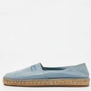 Prada Blue Leather Espadrille Flats Size 41