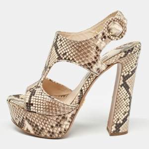 Prada Brown/Beige Python Platform Sandals Size 35