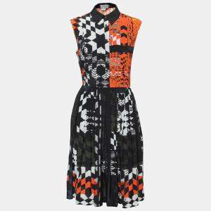 Preen by Thornton Bregazzi Multicolor Starbox Print Silk Sleeveless Midi Shirt Dress XS