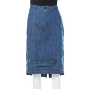 Preen Line Blue Patch Denim Pencil Skirt L 