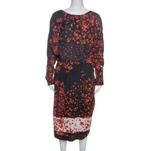 Preen Line Navy Blue Flower Print Viscose Vivian Dress L