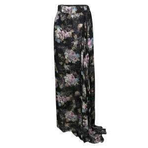 Preen By Thornton Bregazzi Floral Print Devore Chiffon Adria Maxi Wrap Skirt S