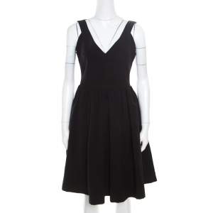 Preen by Thornton Bregazzi Black Plunge Neck Ted Satin Flo Dress XL