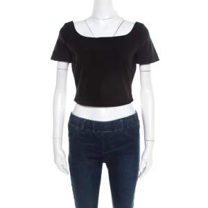 Preen by Thornton Bregazzi Black Stretch Crepe Zone Crop Top M
