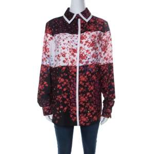 Preen Red Floral Print Crepe Button Down Shirt L