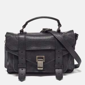 Proenza Schouler Black Leather Tiny PS1 Top Handle Bag