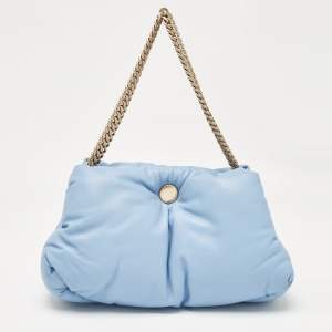 Proenza Schouler Light Blue Leather Puffy Tobo Chain Bag