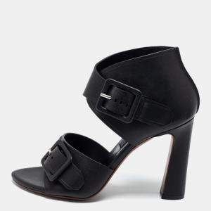 Proenza Schouler Black Leather Buckle Detail Sandals Size 36