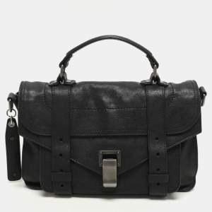 Proenza Schouler Black Leather Tiny PS1 Top Handle Bag