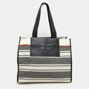Proenza Schouler Monochrome Stripe Canvas and Leather Large Morris Tote 