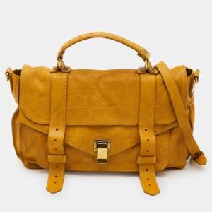 Pre Owned Proenza Schouler PS1 Yellow Leather Top Handle Bag