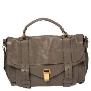 Proenza Schouler Grey Leather Medium PS1 Top Handle Bag