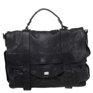 Proenza Schouler Black Leather Large PS1 Top Handle Bag