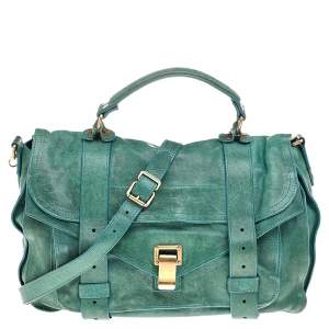 Proenza Schouler Green Leather PS1 Medium Top Handle Bag