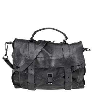Proenza Schouler Black Leather Large PS1 Top Handle Bag