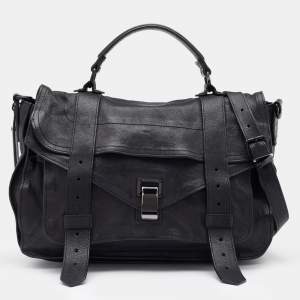 Proenza Schouler Black Leather Medium PS1 Top Handle Bag 