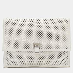 Proenza Schouler White Perforated Leather Lunch Clutch