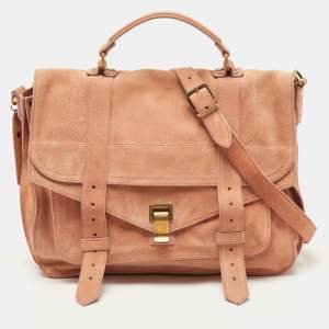 Proenza Schouler Beige Suede Large PS1 Top Handle Bag