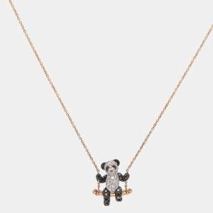 Qeelin Classic Bo Bo Diamond Black Diamond 18k Rose Gold Necklace