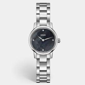 Rado Black Mother Of Pearl Diamond Stainless Steel Coupole R22890963 Women's Wristwatch 21 mm