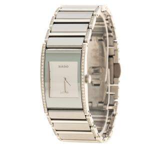 Rado Silver Stainless Steel and Ceramic Diamond Women's Wristwatch 16 mm