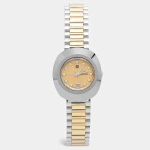 Pre Owned Rado Champagne Tungsten Carbide Two-tone Stainless Steel Diamond DiaStar R12403633 Women's Wristwatch 27.30 mm