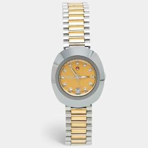 Pre Owned Rado Diastar R12403633 Champagne Dial CVD-Coated Hardmetal Two-Tone Stainless Steel Women Wristwatch 27.30 mm