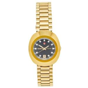 Rado Black Yellow Gold Plated Stainless Steel DiaStar R12416613 Women's Wristwatch 27 mm
