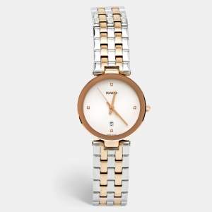 Rado Opaline White Two-Tone Stainless Steel Diamond Florence  111.3893.2.073 Women's Wristwatch 28 mm