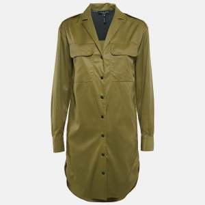 Rag & Bone Green Cotton Blend Shirt Dress XS