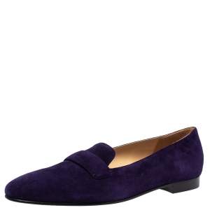 Ralph Lauren Purple Suede Slip On Flat Loafers Size 37