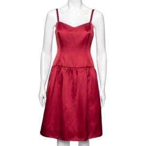 Ralph Lauren Collection Red Silk Sleeveless Flared Dress M