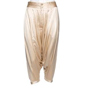 Ralph Lauren Collection Cream Silk Satin Pleated Harem Pants M