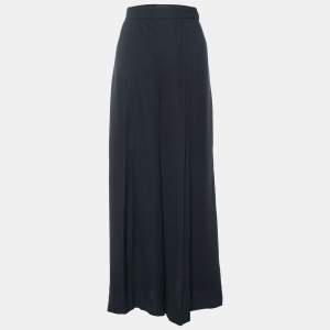 Pre Owned Ralph Lauren Collection Black Silk Pleated Palazzo Pants L 